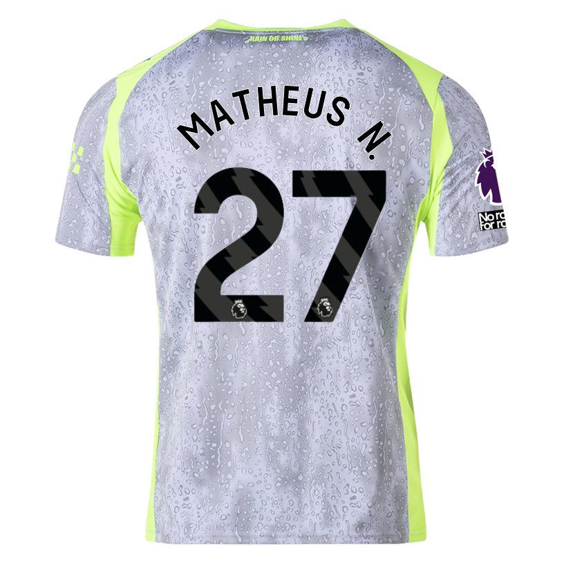 Puma Men's Manchester City Matheus N. Third Jersey w/ EPL + No Room For Racism Patches 25/26 (Cool Weather/Pro Green)