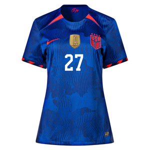 Nike Womens United States Naomi Girma 4 Star Away Jersey 23/24 w/ 2019 World Cup Champion Patch (Hyper Royal/Loyal Blue)