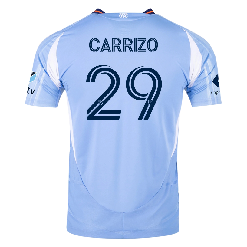 adidas Maximo Carrizo New York City FC Authentic Home Jersey 25/26 w/ MLS Patches (Bahia Light Blue)