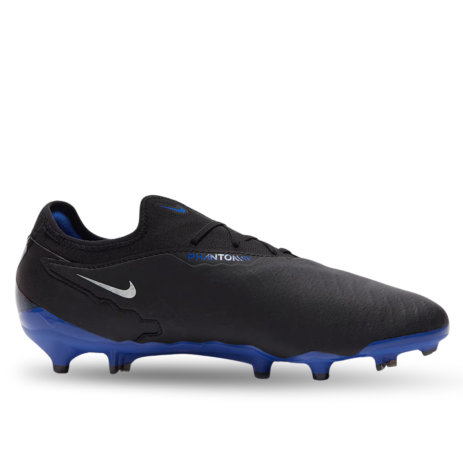 Nike Phantom GX Pro Firm Ground Soccer Cleats (Black/Chrome-Hyper Royal)