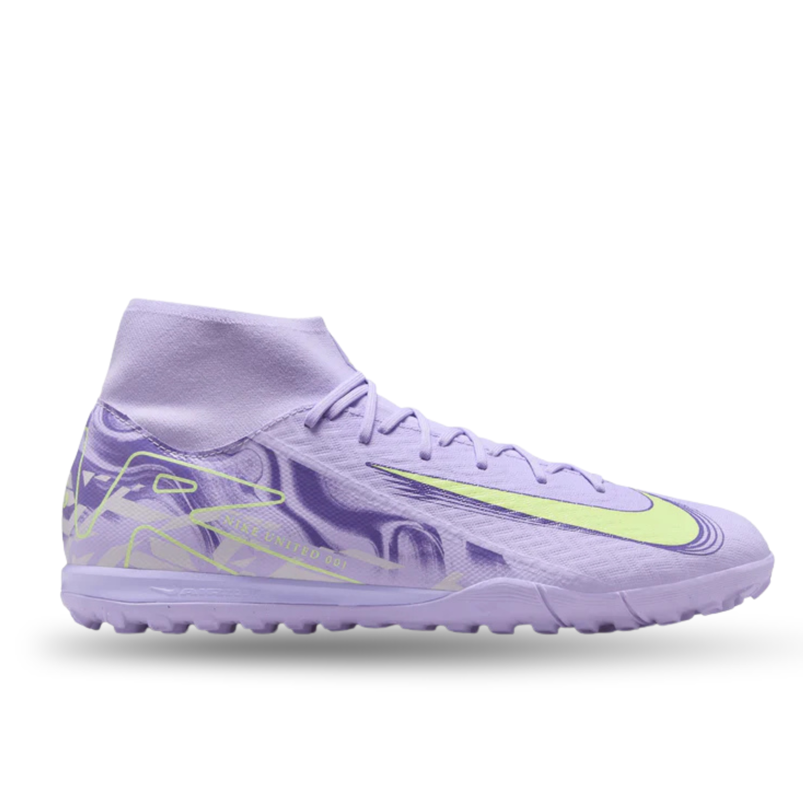 Nike United Zoom Superfly 10 Academy Turf Soccer Shoes (Purple Agate/Barely Volt)