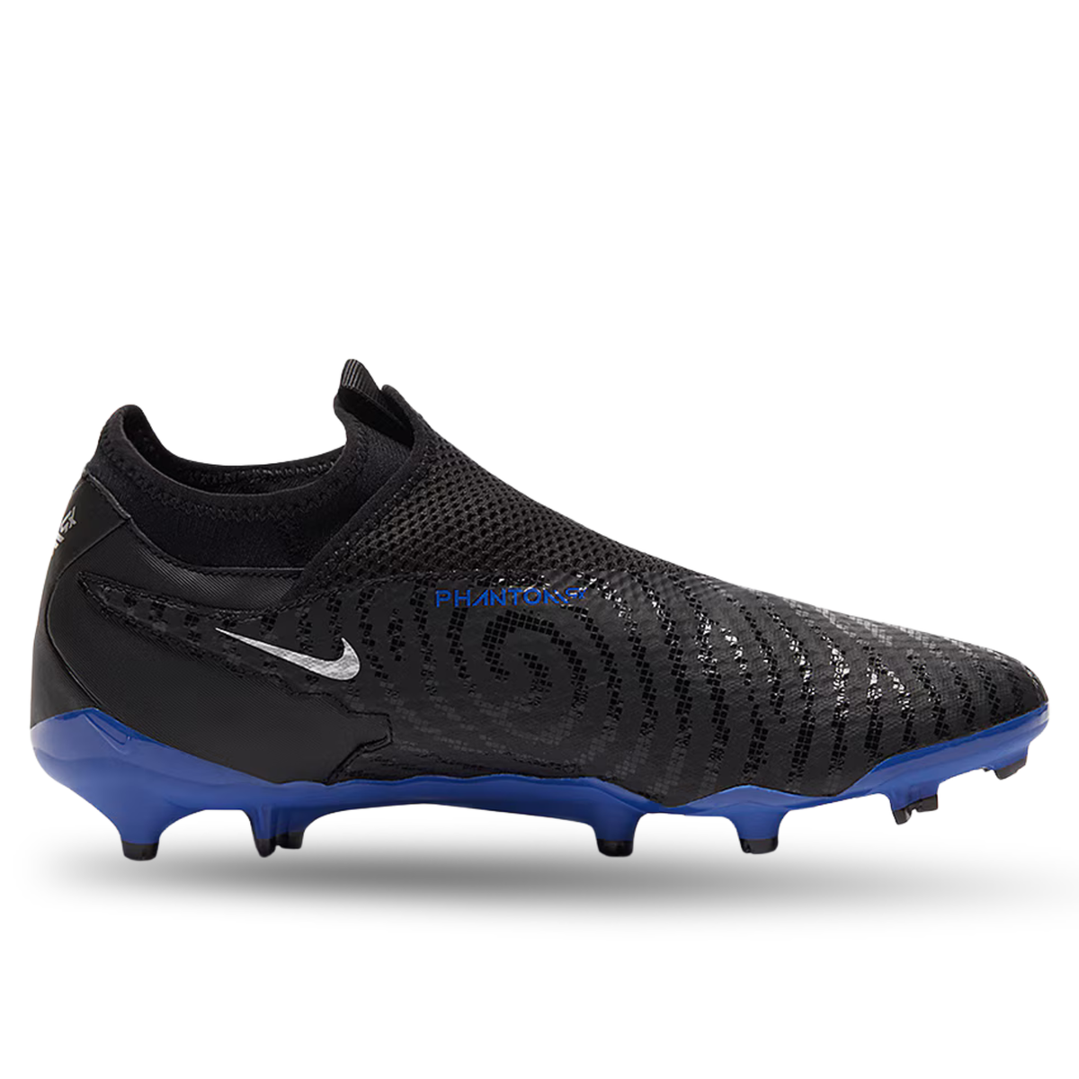 Nike Phantom GX Academy DF FG/MG Soccer Cleats (Black/Chrome-Hyper Royal)