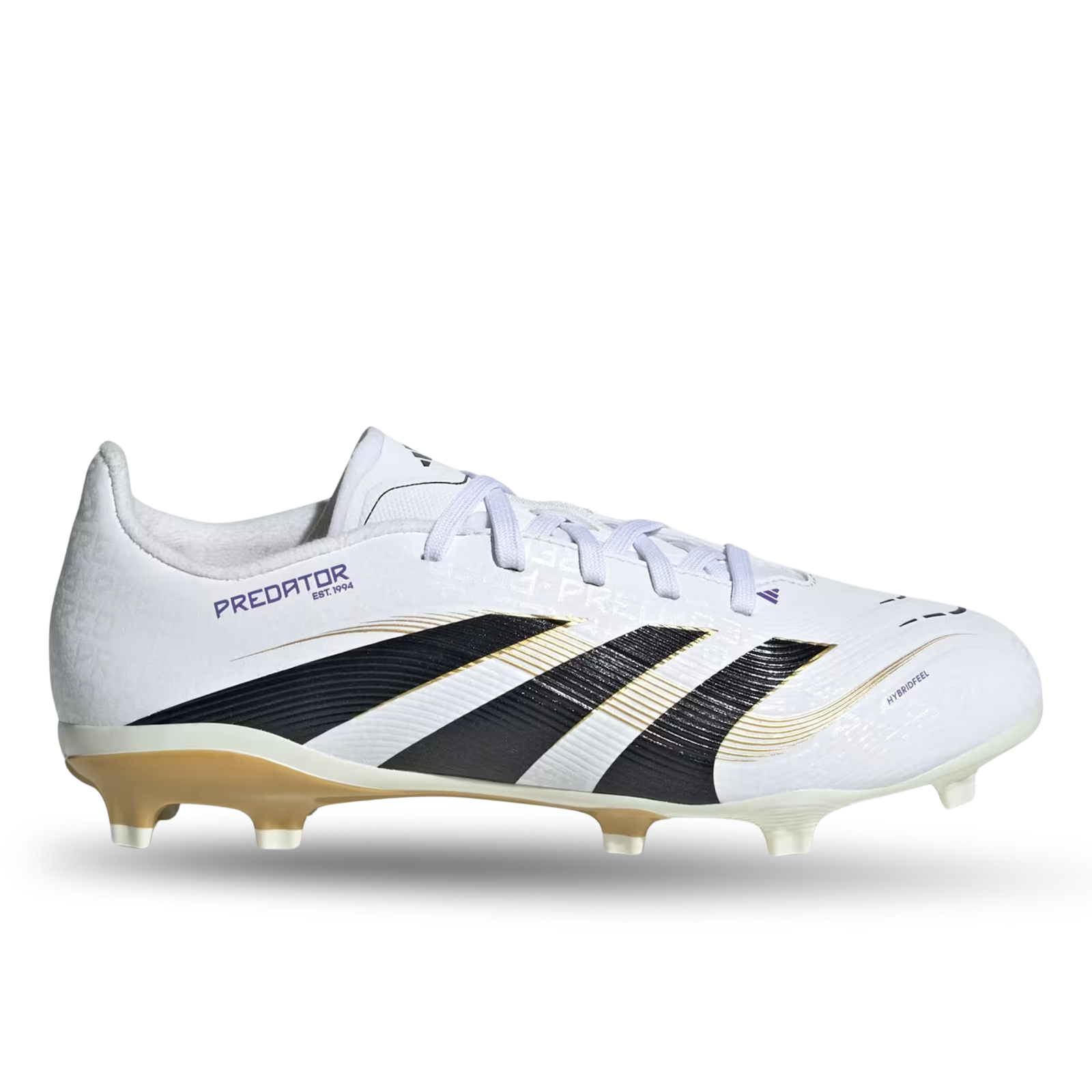 adidas Youth Jr. Predator League FG/MG Junior Soccer Cleats (White/Black/Gold Metallic)
