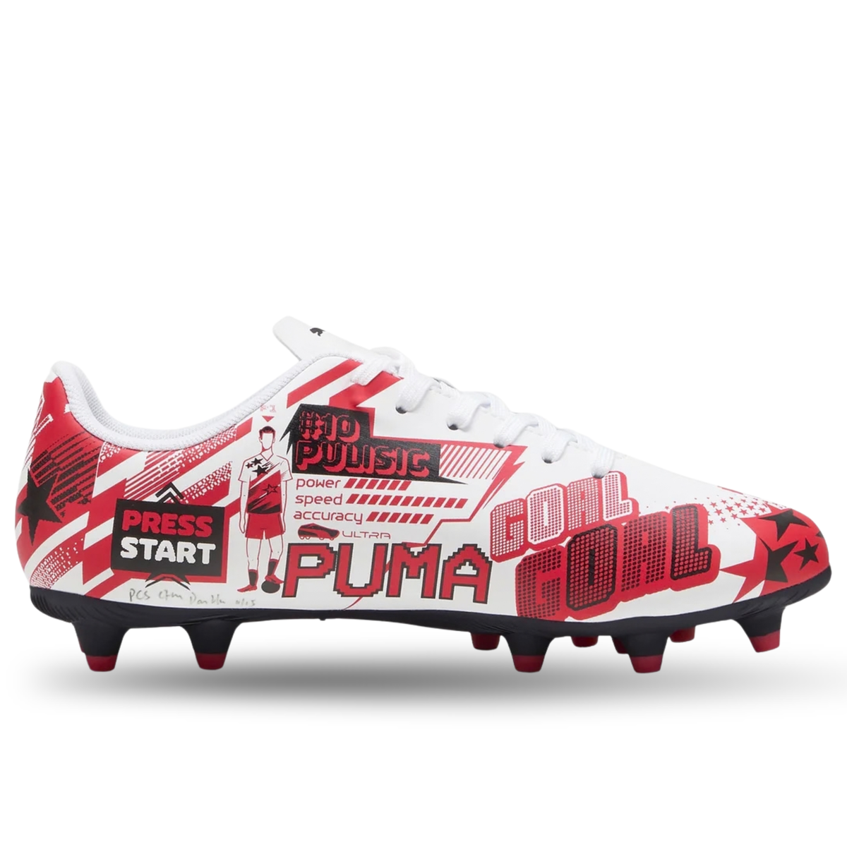 Puma Youth Ultra CP Legacy FG/AG Jr Soccer Cleats (White/Red/Black)