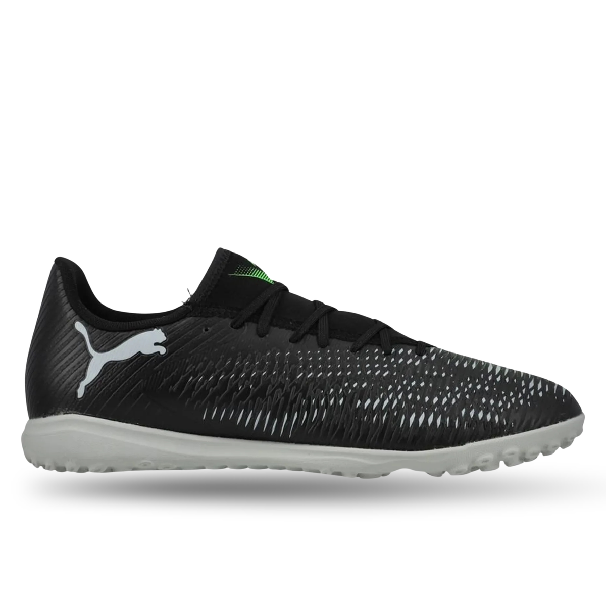 Puma Future 8 Play Turf Soccer Shoes (Black/Cool Grey/Fluo Green)