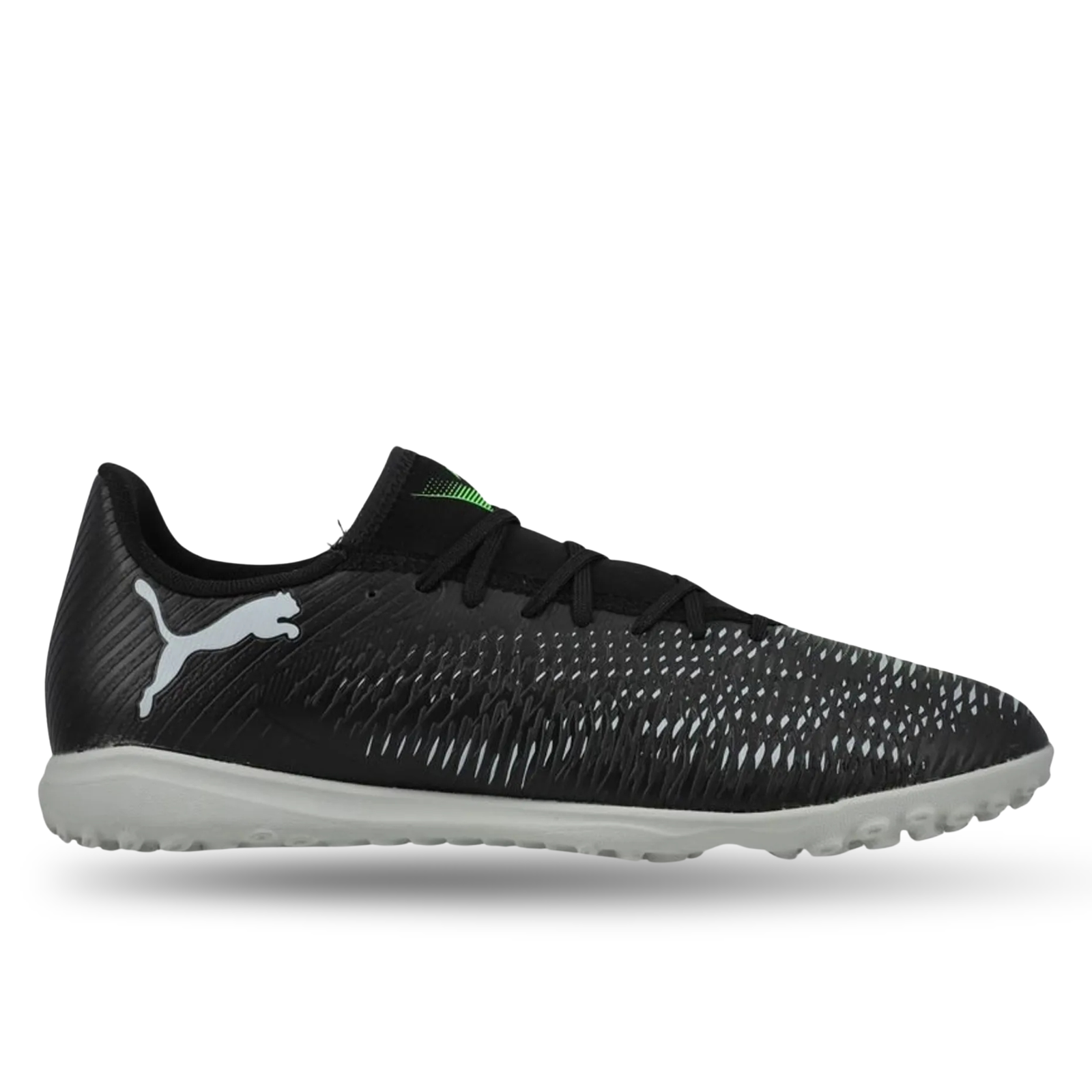 Puma Future 8 Play Turf Soccer Shoes (Black/Cool Grey/Fluo Green)