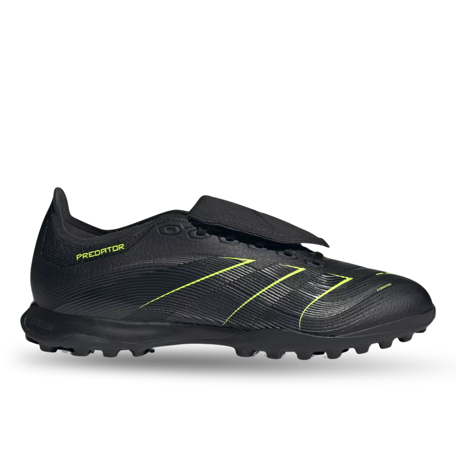 adidas Predator League Turf Firm Ground Soccer Cleats (Black/Iron Metallic/Lucid Lemon)