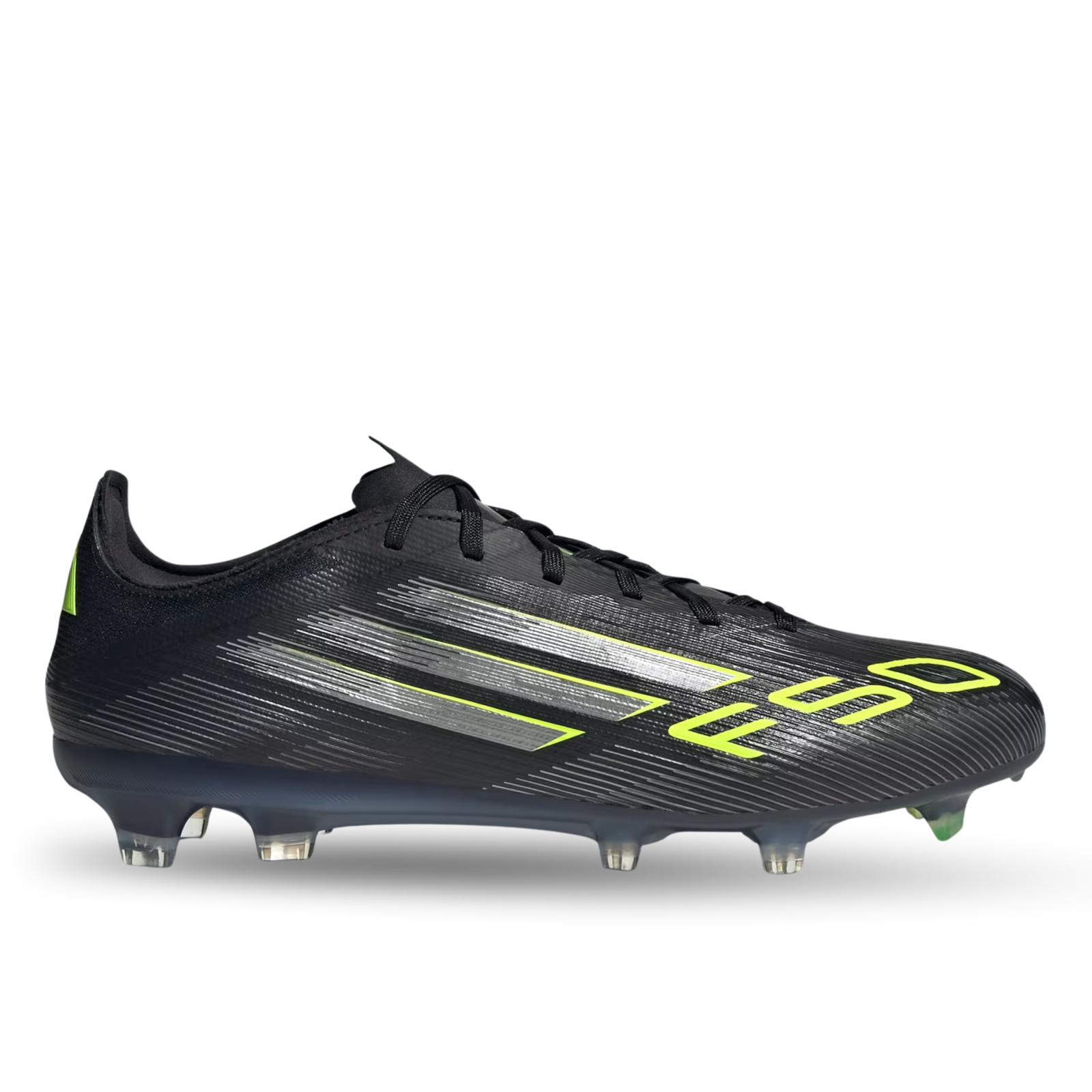 adidas F50 Pro Firm Ground Cleats (Black/Iron Metallic/Lucid Lemon)