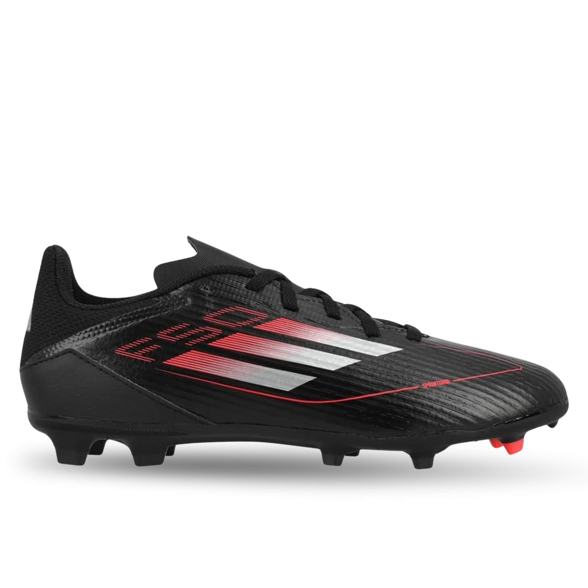 adidas Jr. F50 League FG/MG Soccer Cleats (Black/Iron Metallic/Lucid Red)