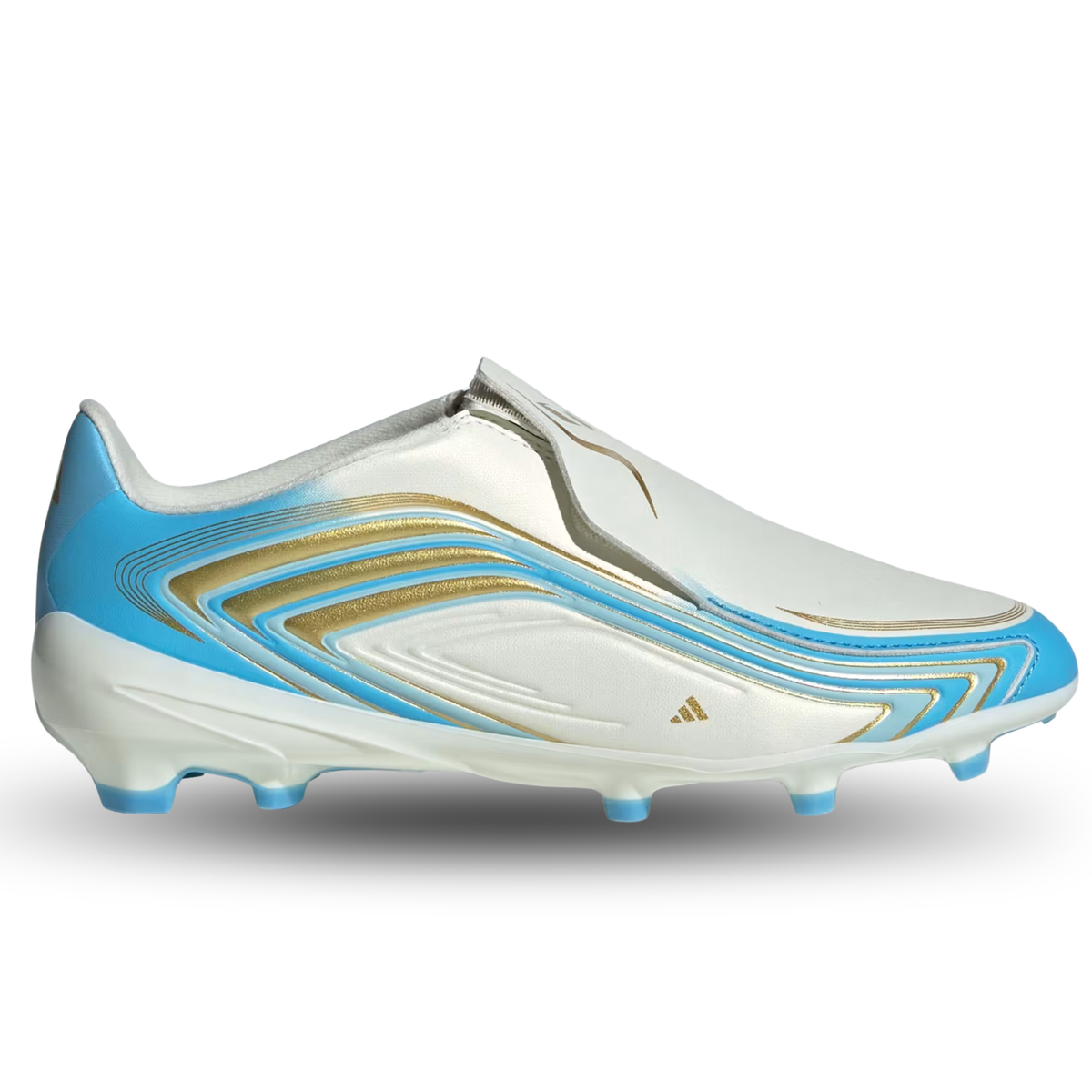 adidas Youth F50 Messi League LL Firm Ground Soccer Cleats (White/Sky Blue)