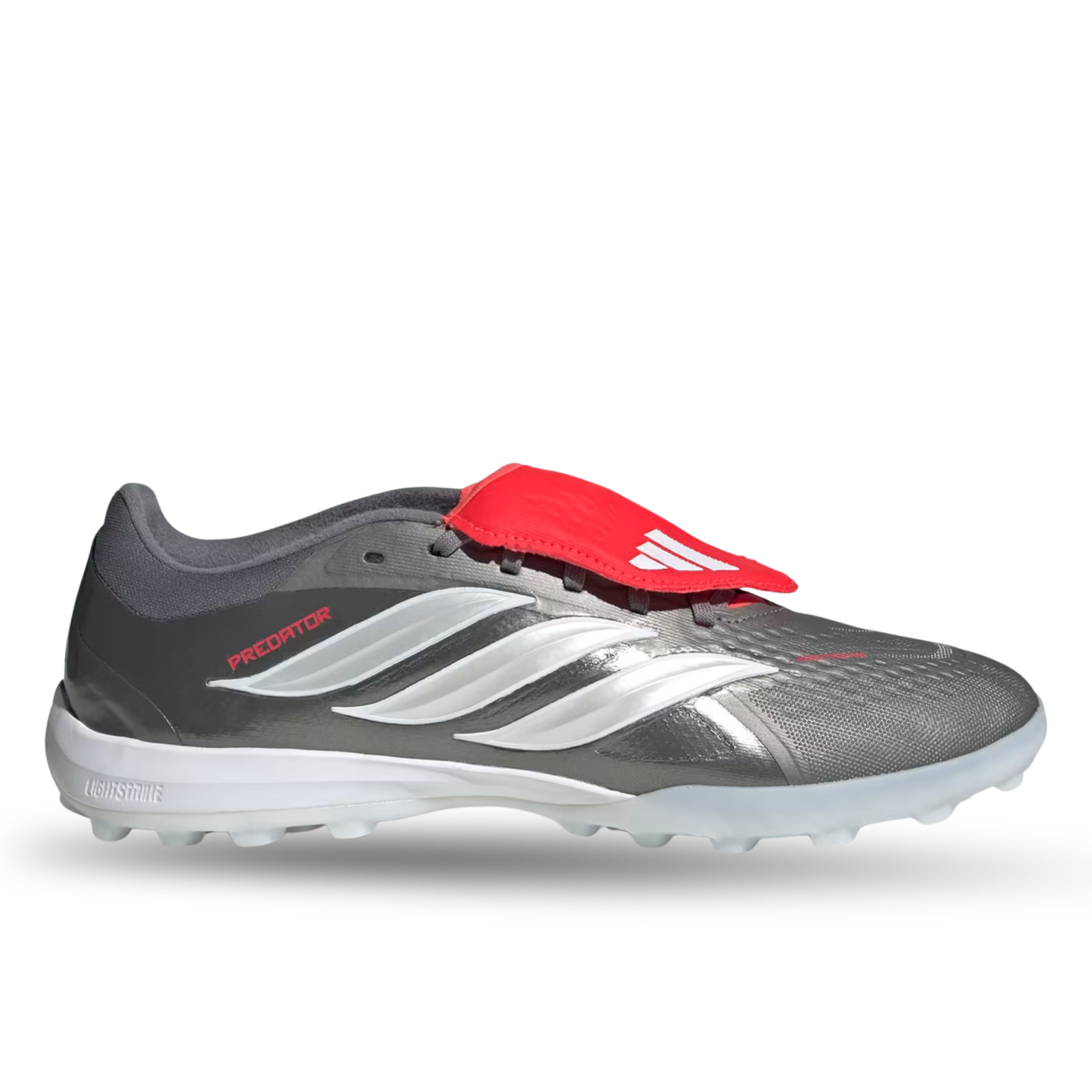 adidas Predator Pro Fold Tongue Turf FT TF Soccer Shoes (Iron Metallic/Zero Metallic/Lucid Red)