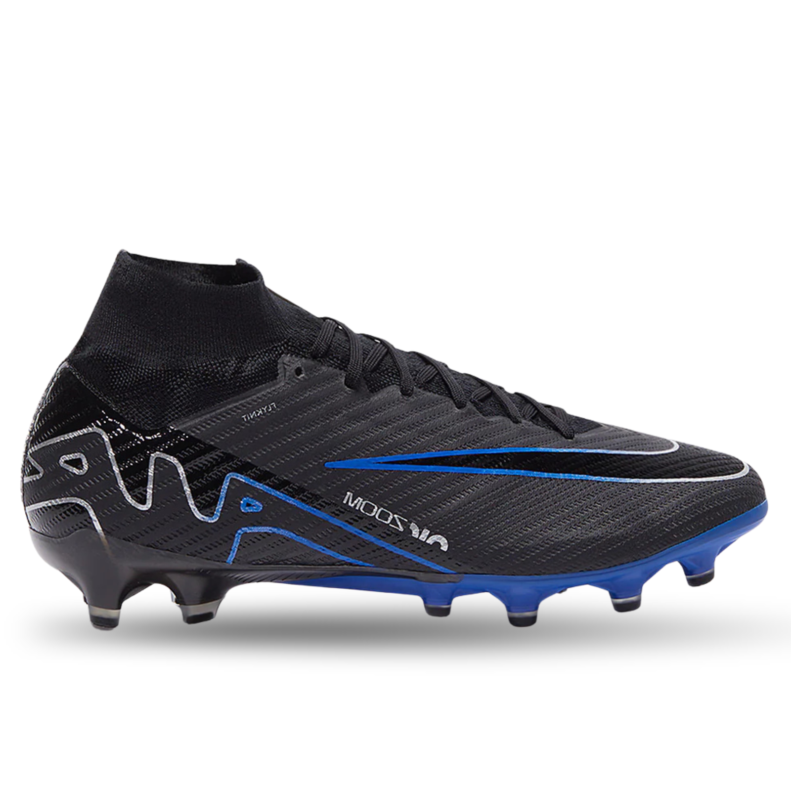 Nike Zoom Superfly 9 Elite AG-Pro Soccer Cleats (Black/Chrome-Hyper Royal)
