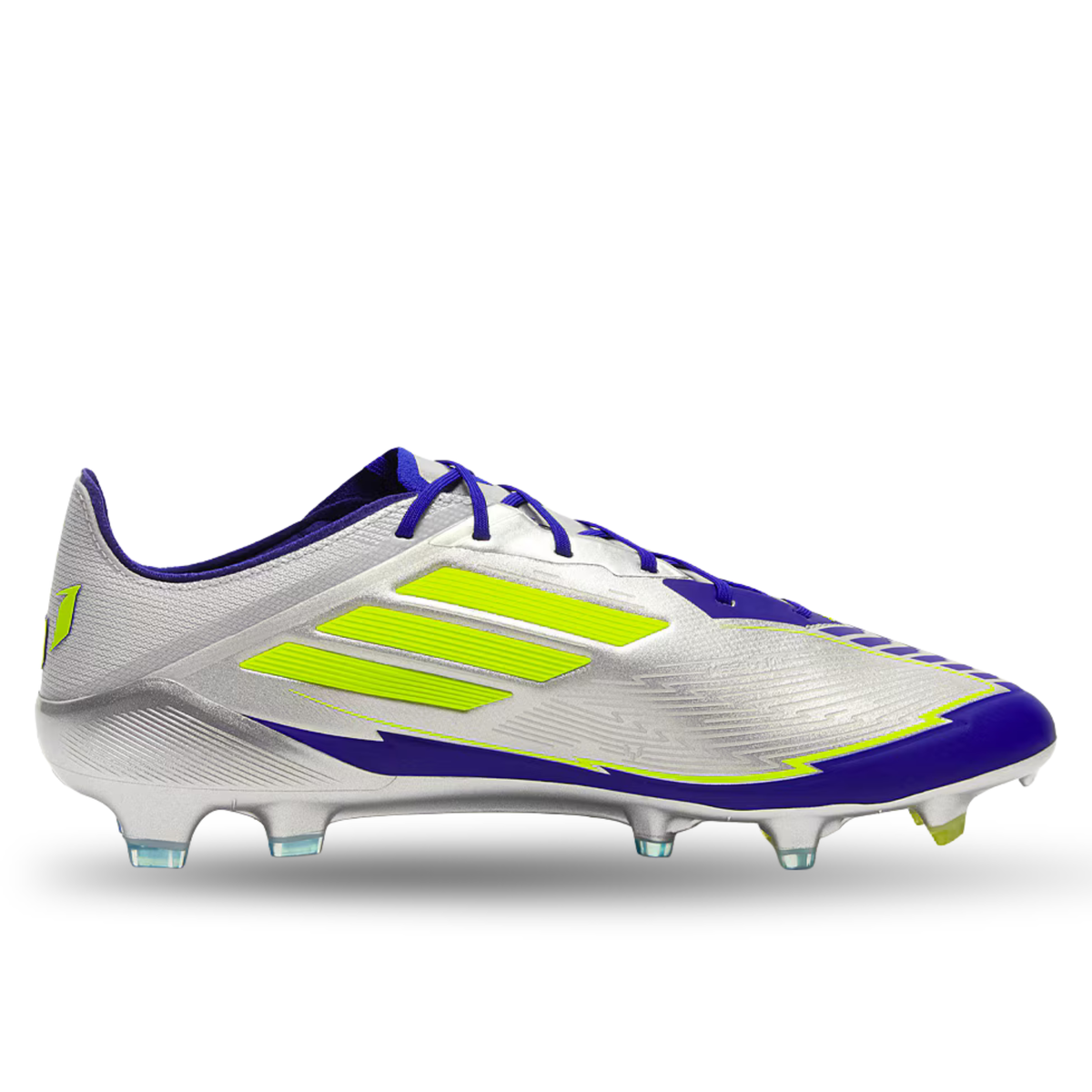 adidas F50 Messi Elite FG Soccer Cleats (Silver Metallic/Lucid Blue)