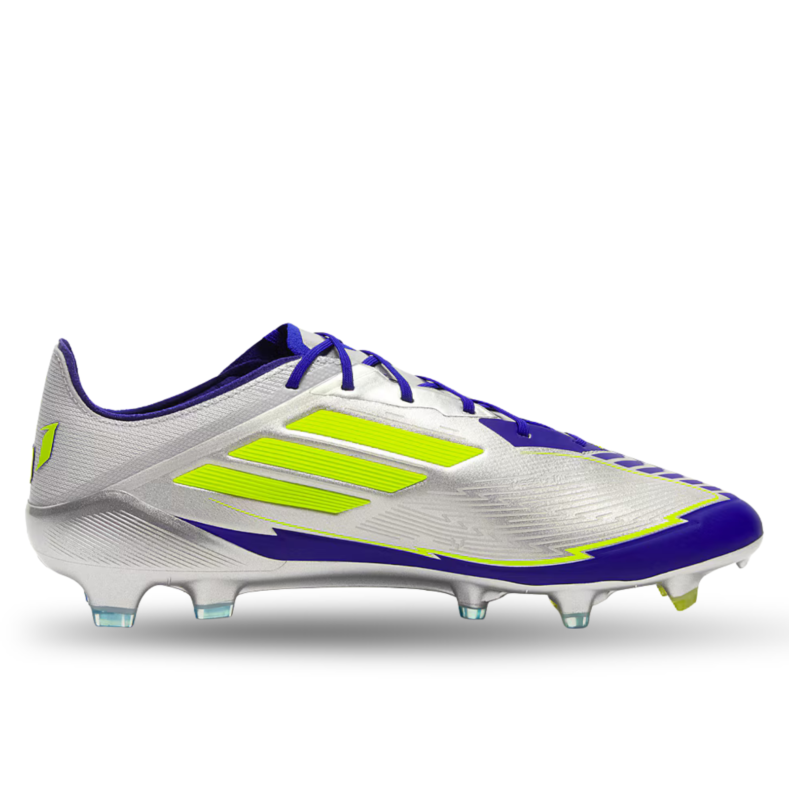 adidas F50 Messi Elite FG Soccer Cleats (Silver Metallic/Lucid Blue)