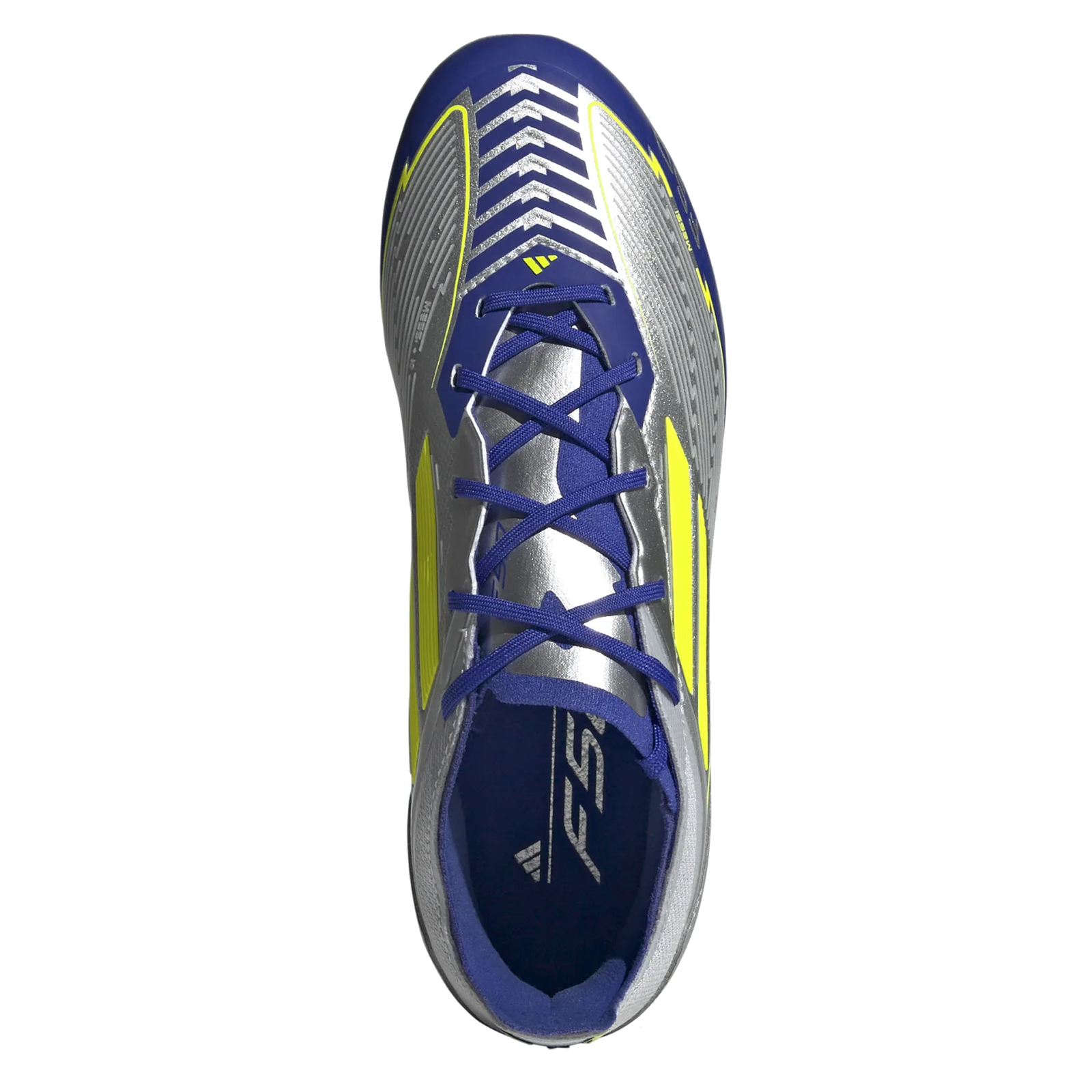 adidas Jr. F50 Messi Elite FG Soccer Cleats (Silver Metallic/Lucid Blue)