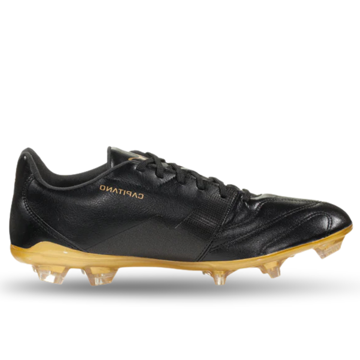 Botas de fútbol para terreno firme PUMA Capitano II FG para hombre (negro/dorado)