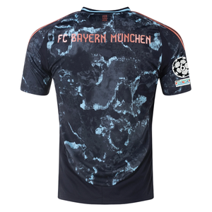 adidas Bayern Munich Authentic Away Jersey w/ Champions League Patches 24/25 (Black/Copper/Blue)