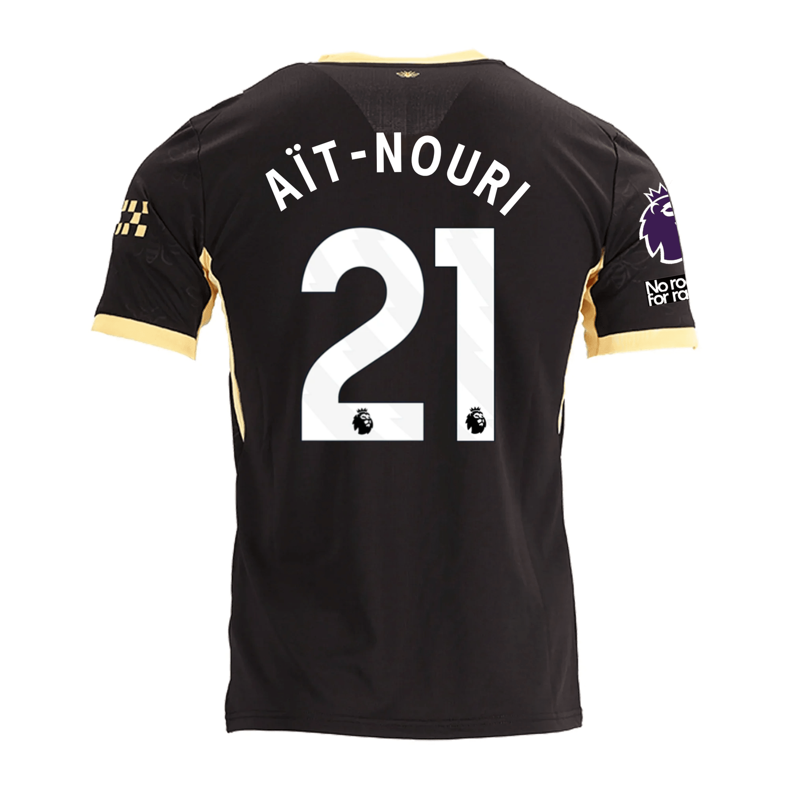 Puma Mens Manchester City Rayan Aït-Nouri Away Jersey w/ EPL + No Room For Racism Patches 26/27 (Black/Yellow)