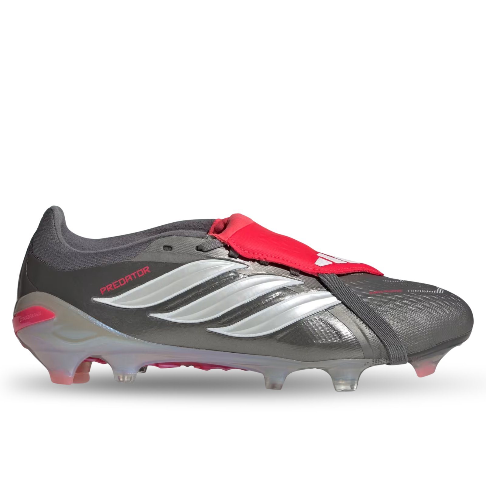 adidas Predator Pro FT Fold Tongue FG Soccer Cleats (Iron Metallic/Zero Metallic/Lucid Red)
