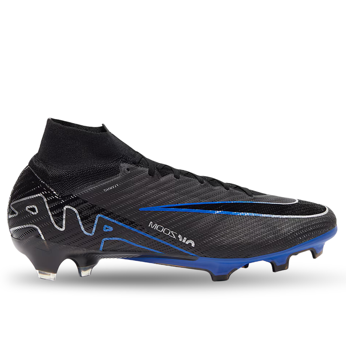 Nike Zoom Mercurial Superfly 9 Elite Firm Ground Firm Ground Soccer Cleat (Black/Chrome/Hyper Royal)