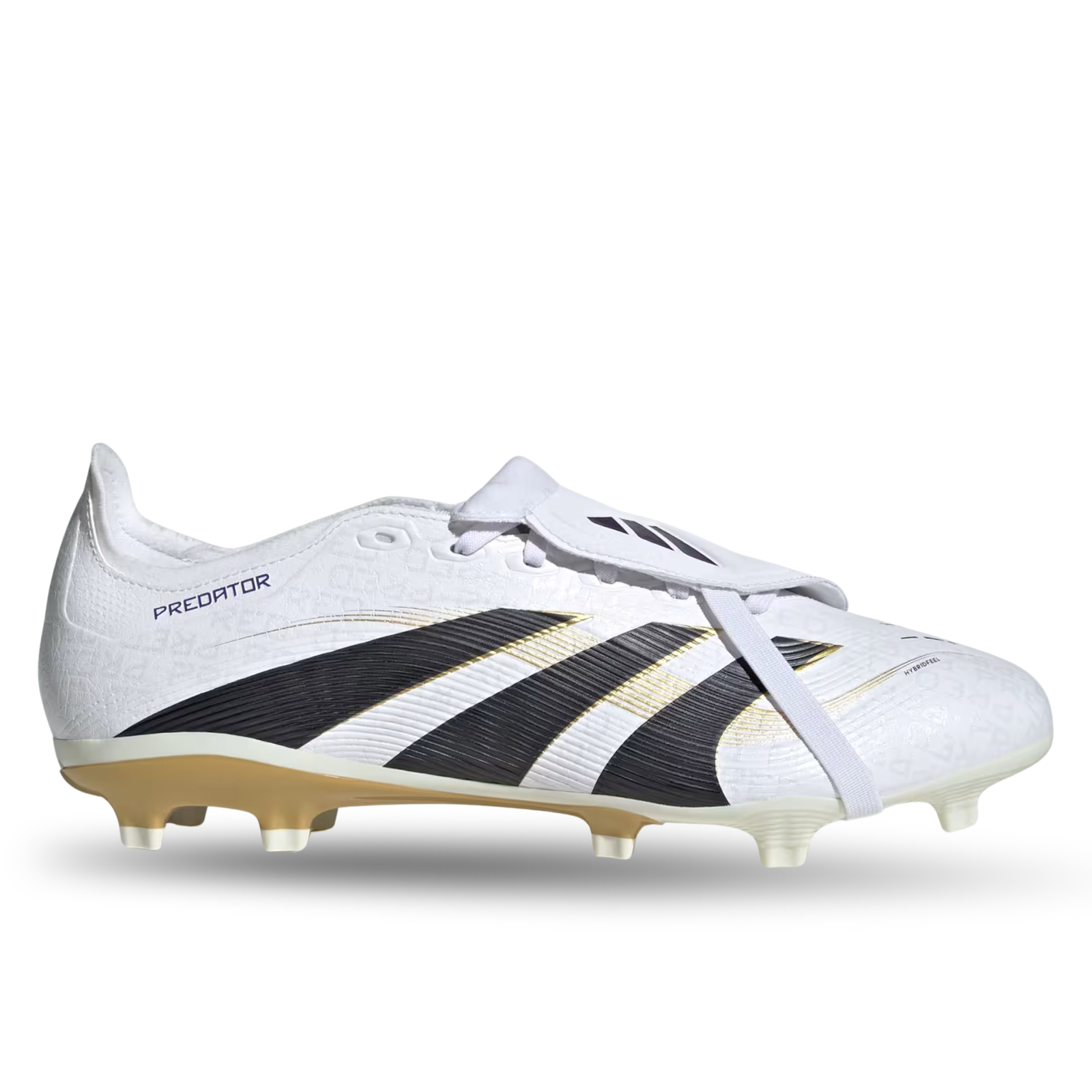 adidas Predator League FT Fold Tongue FG/MG Soccer Cleats (White/Black/Gold Metallic)