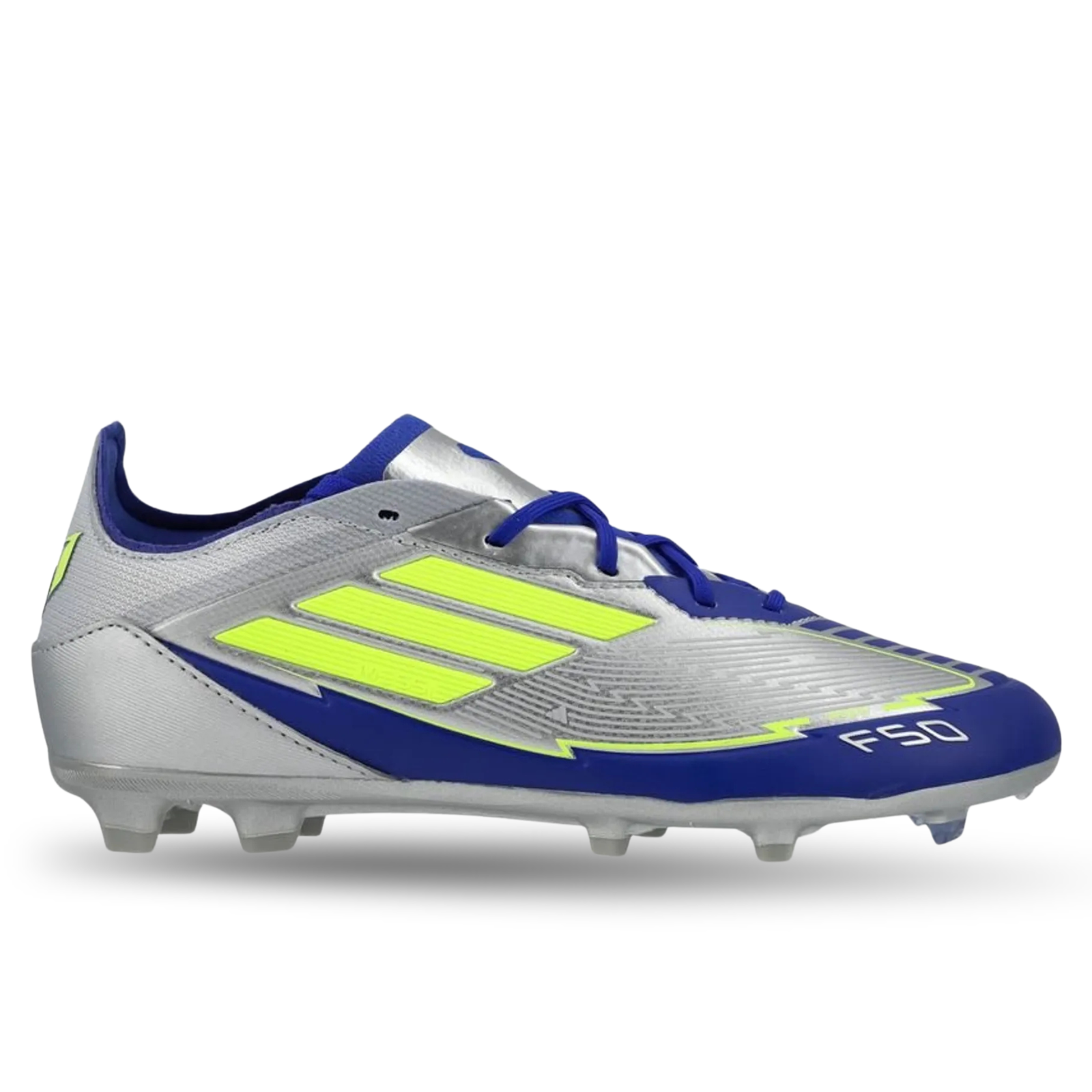 adidas Jr. F50 Messi Elite FG Soccer Cleats (Silver Metallic/Lucid Blue)
