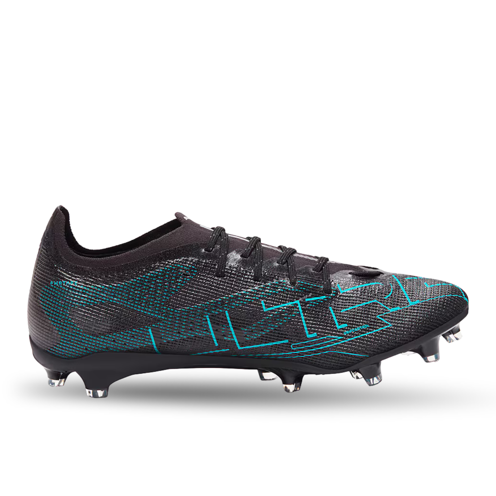 Puma Ultra 5 Pro FG/AG Soccer Cleats (Black/Silver/Bright Aqua)
