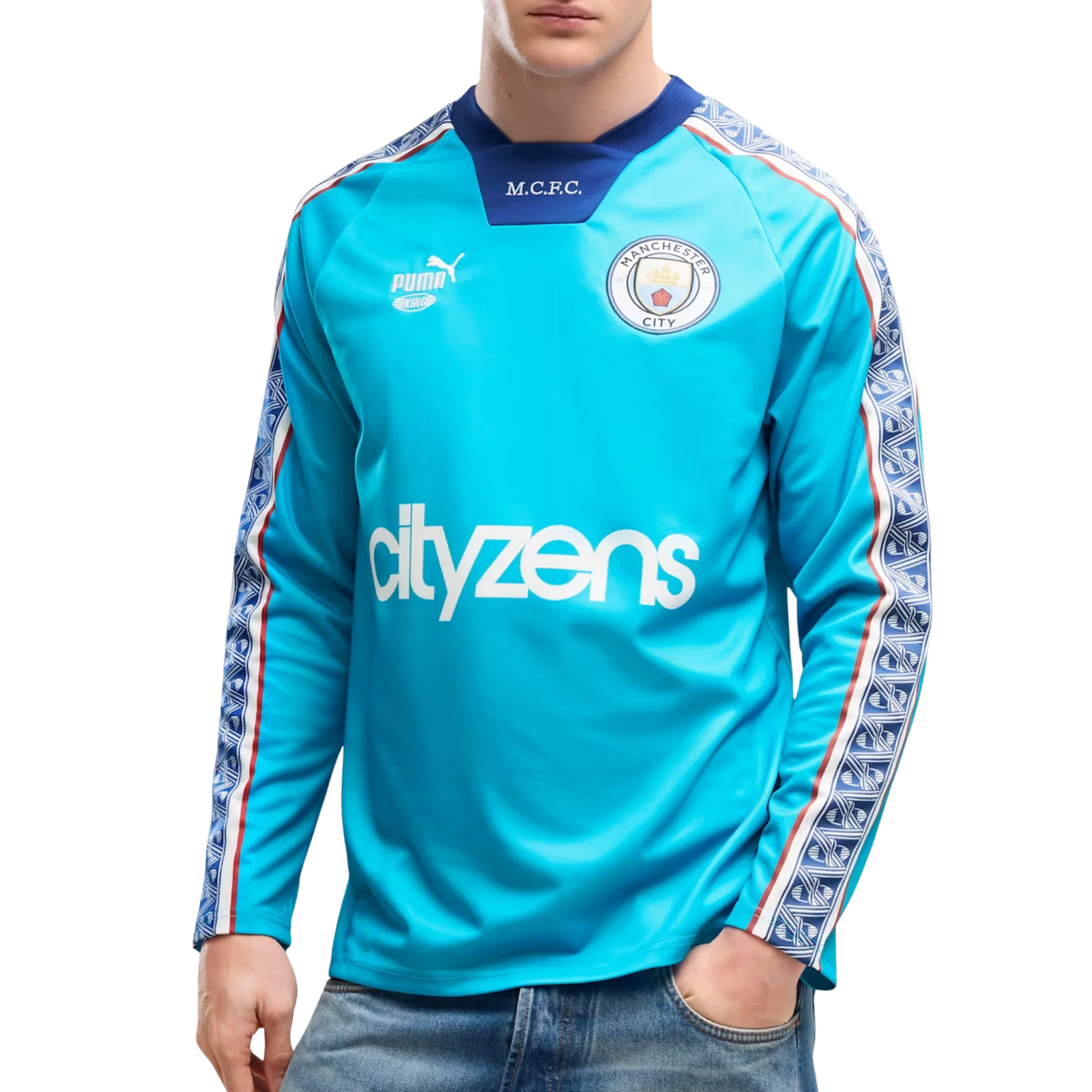 Puma Mens Manchester City Retro King Long Sleeve Jersey 26/27 (Speed Blue/Puma White)