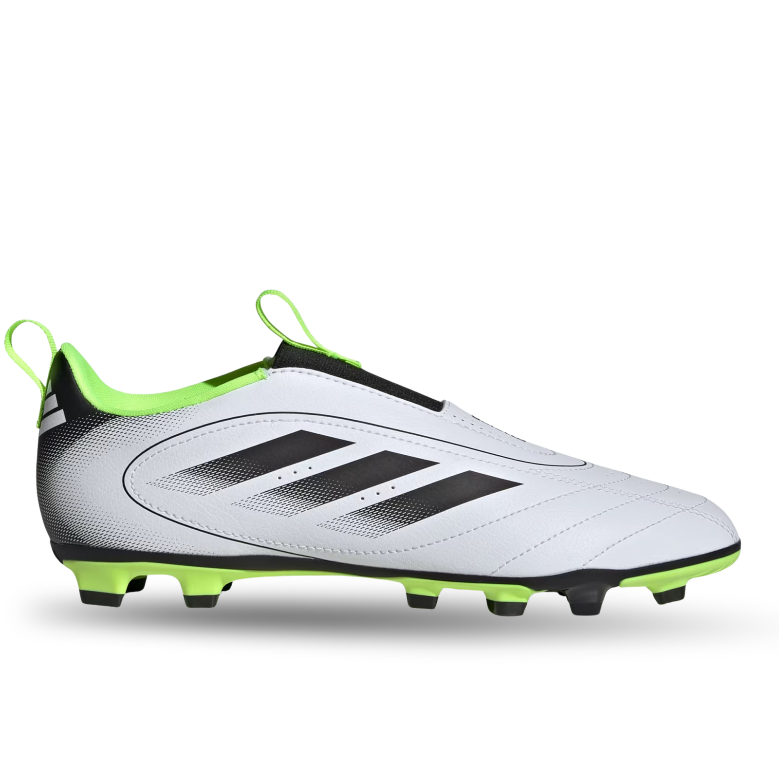 adidas Youth Jr. Goletto IX Laceless FG/MG Soccer Cleats (White/Lucid Lemon)