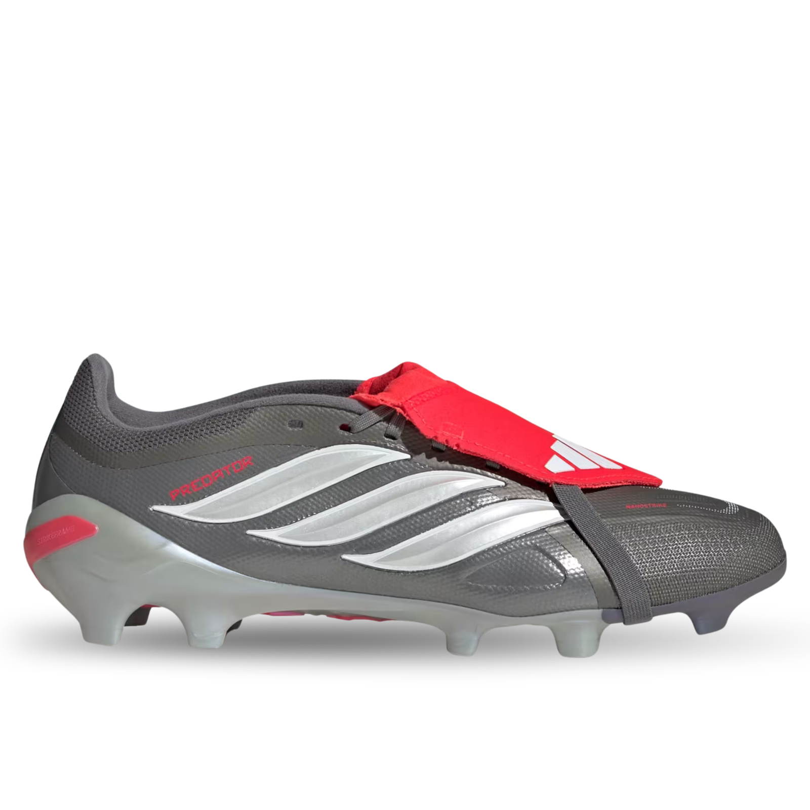 adidas Predator League FT Firm Ground Soccer Cleats (Iron Metallic/Zero Metallic/Lucid Red)