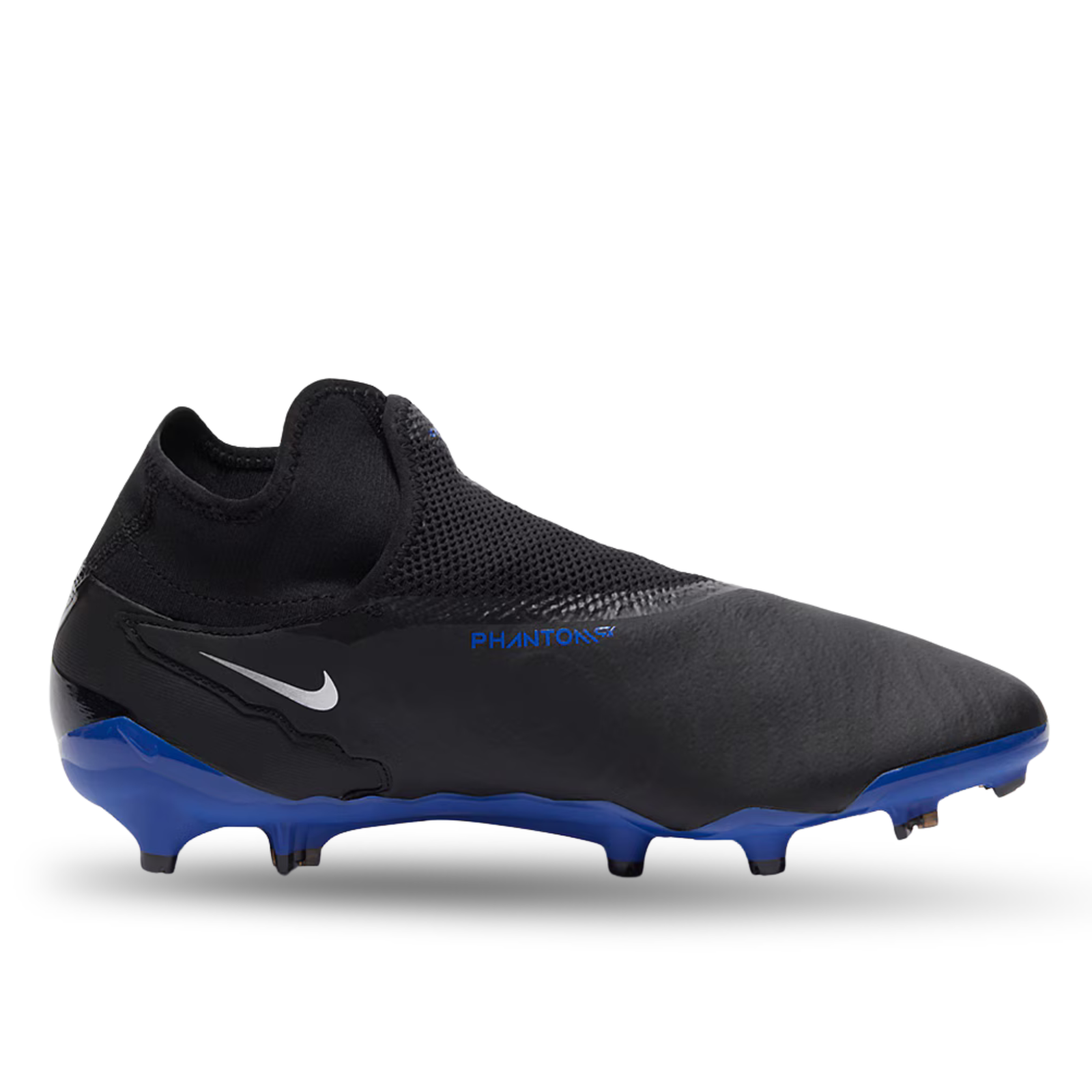 Nike Phantom GX Pro DF Firm Ground Soccer Cleats (Black/Chrome-Hyper Royal)