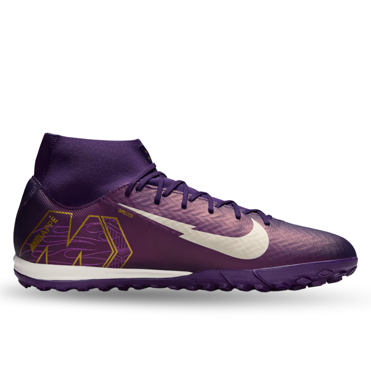 Nike Zoom Superfly 10 Academy KM Kylian Mbappe Turf TF Soccer Shoes (Grand Purple/Pale Ivory)