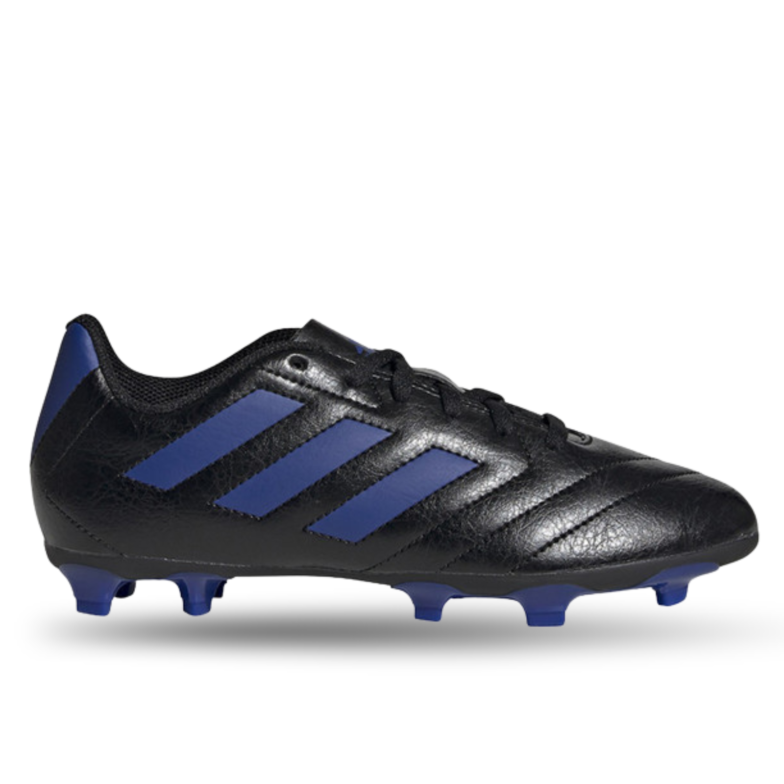 aDIDAS JR. GOLETTO VII Firm Ground Soccer Cleats (CORE BLACK/ROYAL BLUE)