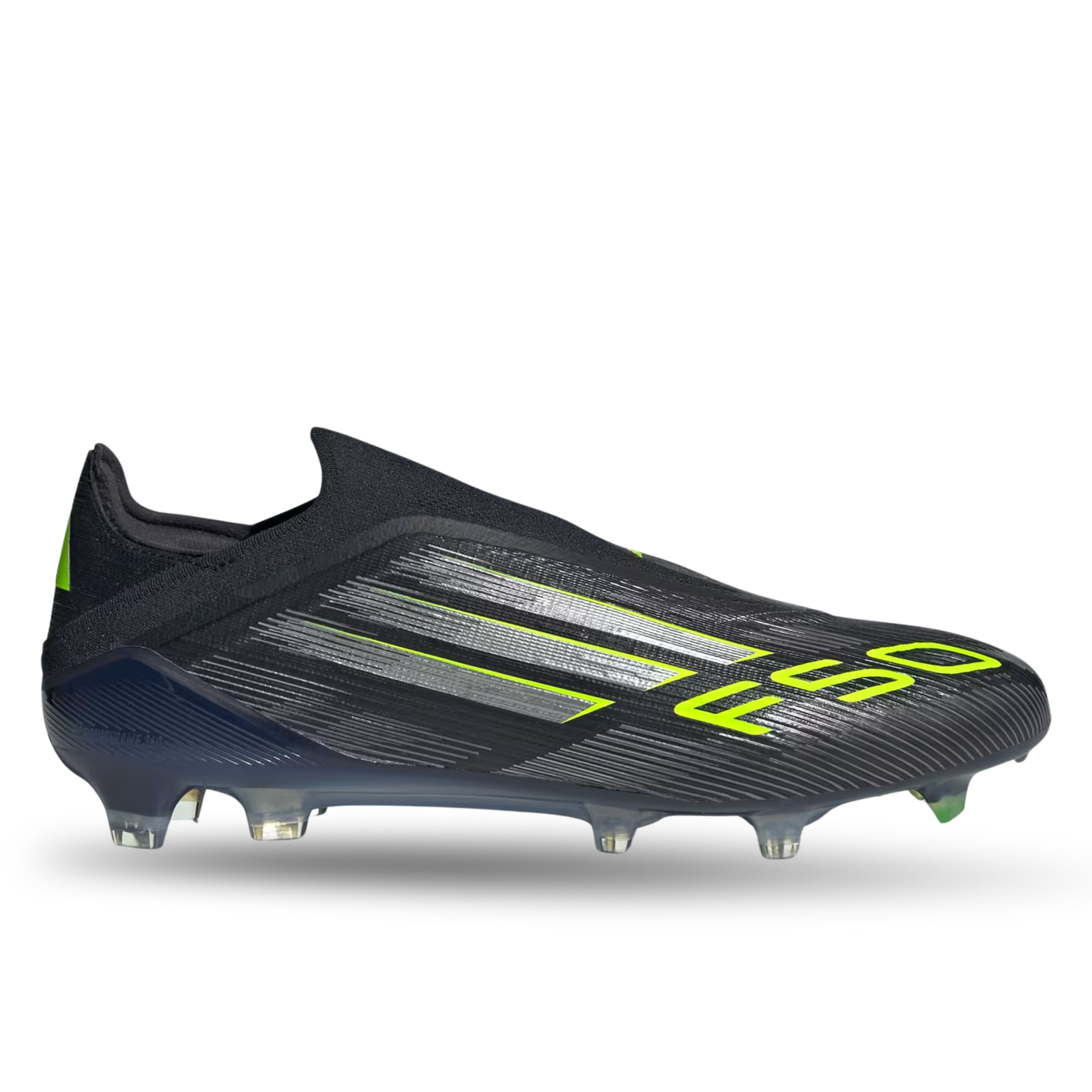 adidas F50 Elite Laceless Firm Ground Soccer Cleats (Black/Iron Metallic/Lucid Lemon)