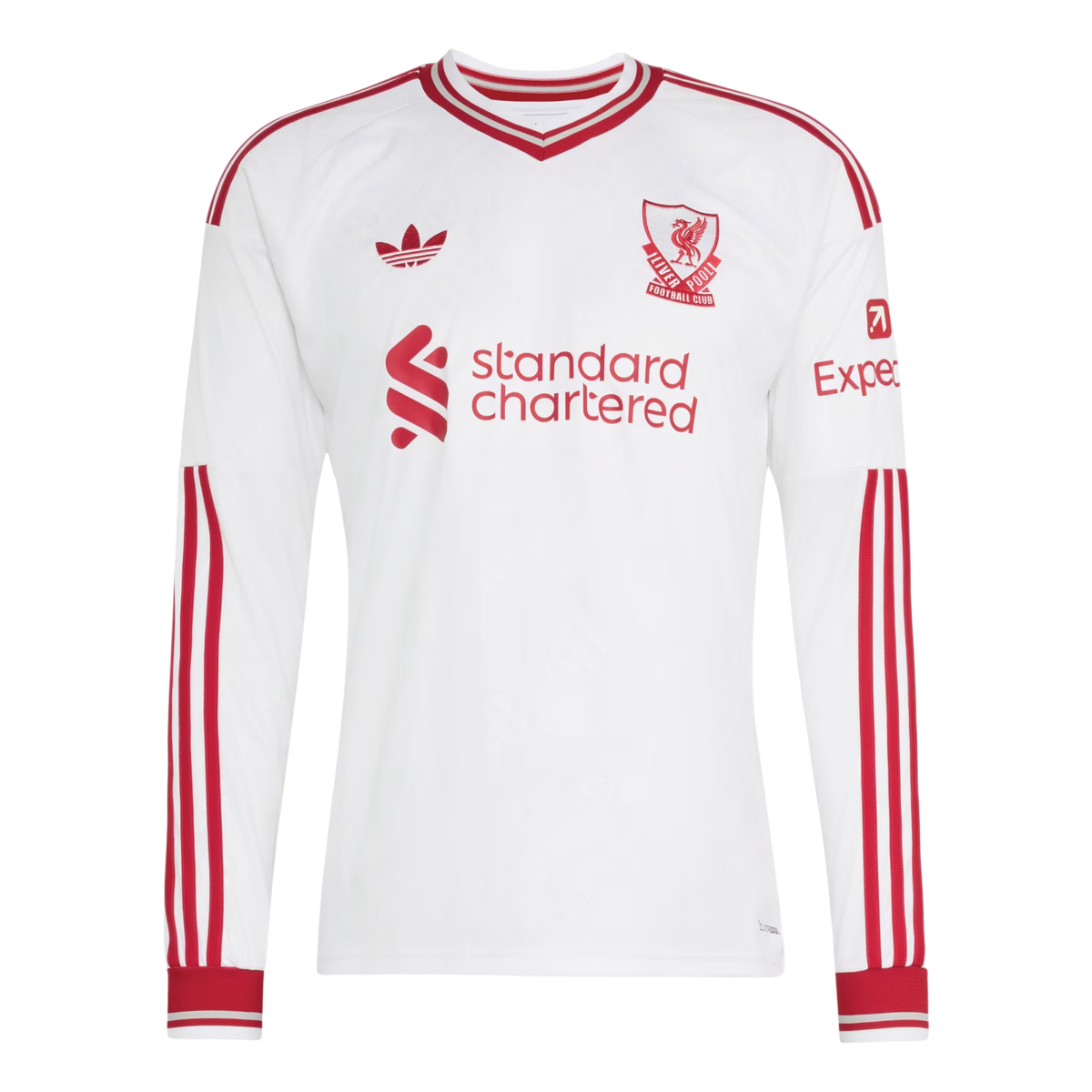 adidas Mens Liverpool Long Sleeve Away Jersey 26/27 (White/Red)