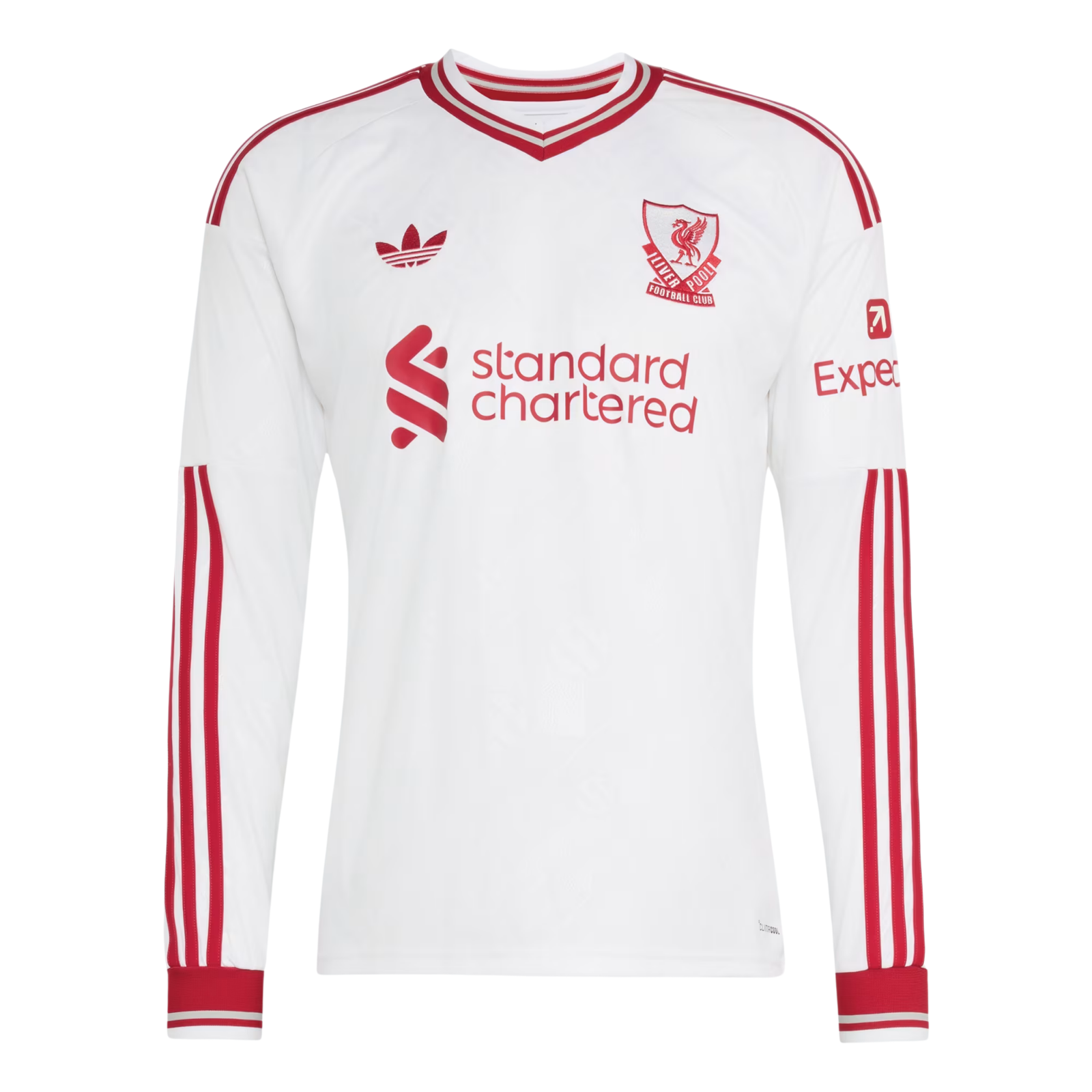 adidas Mens Liverpool Long Sleeve Away Jersey 26/27 (White/Red)
