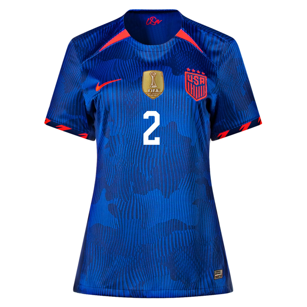 Nike Womens United States Ashley Sanchez 4 Star Away Jersey 23/24 w/ 2019 World Cup Champion Patch (Hyper Royal/Loyal Blue)