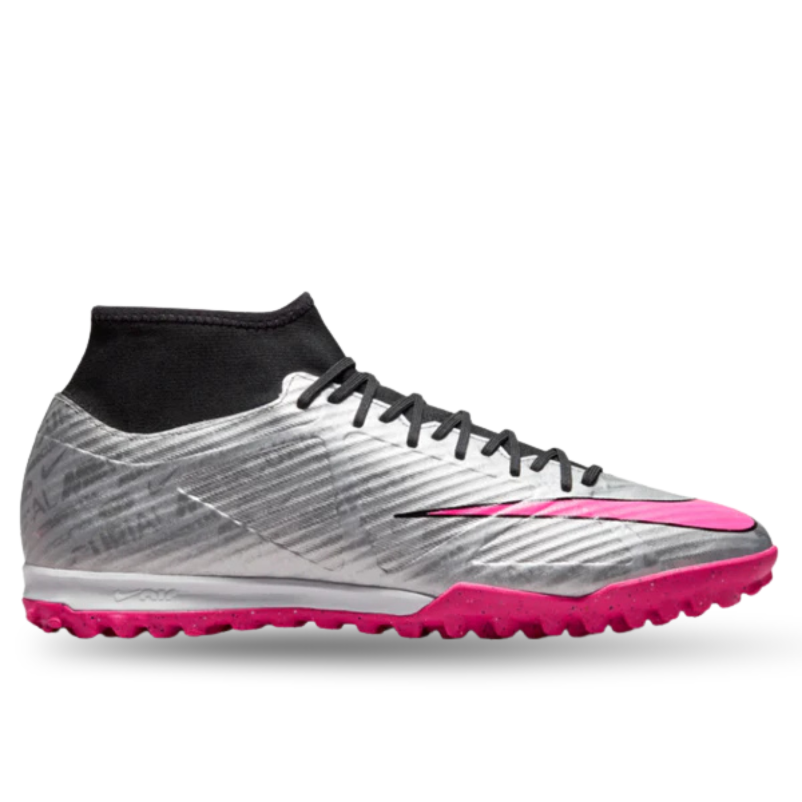 Nike Zoom Superfly 9 Academy XXV Turf Soccer Shoes (Metallic Silver/Hyper Pink)