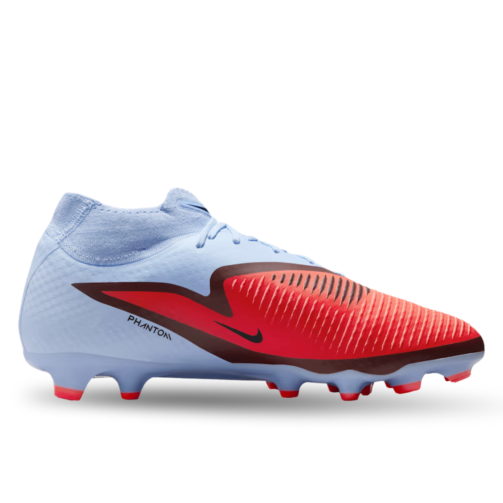 Nike Phantom 6 High Academy FG/MG Soccer Cleats (Royal Tint/Bright Crimson)
