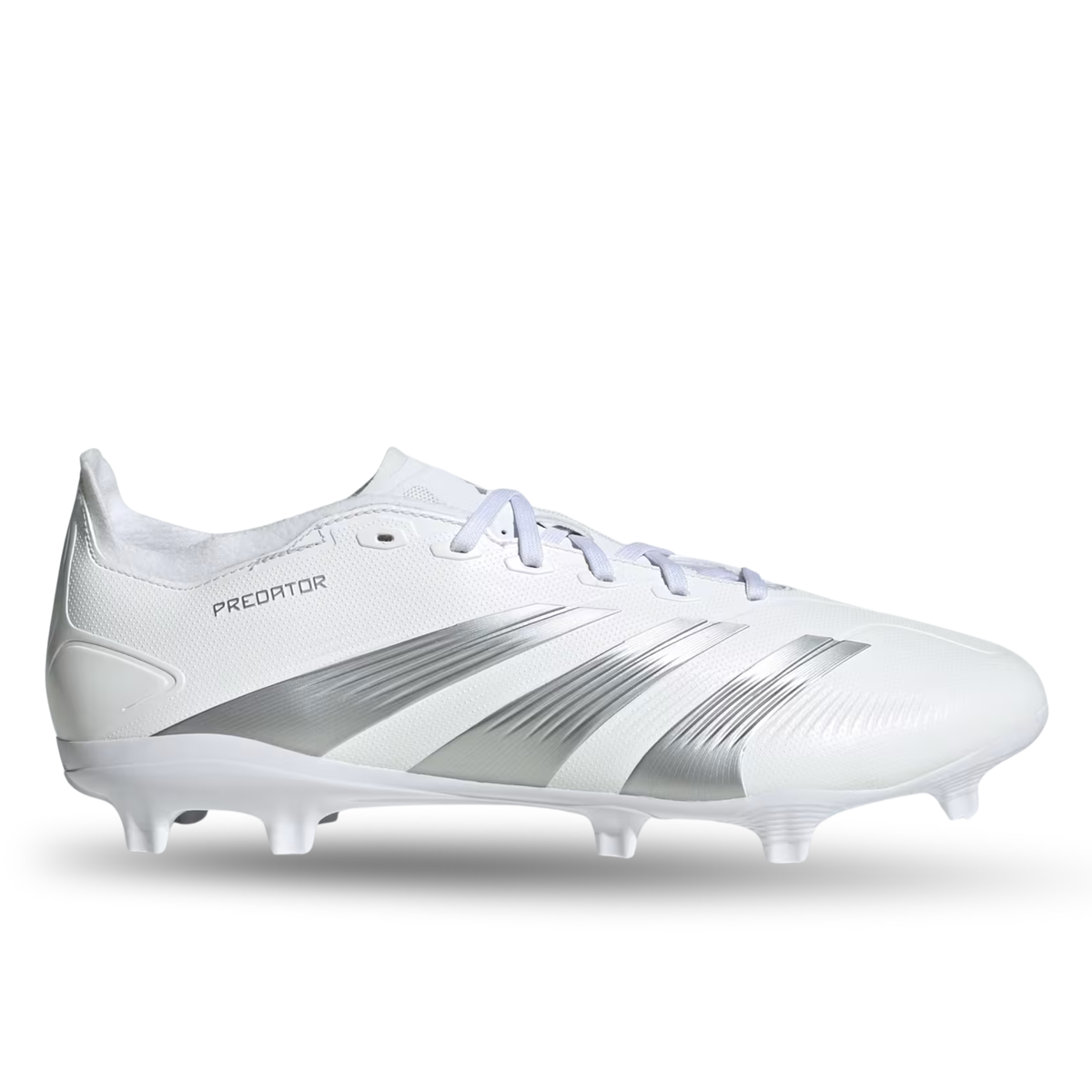 adidas Predator League Firm Ground Soccer Cleats (White/Silver Metallic)