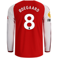 adidas Mens Arsenal Authentic Martin Ødegaard Long Sleeve Home Jersey w/ EPL + No Room for Racism Patches 26/27 (Better Scarlet)
