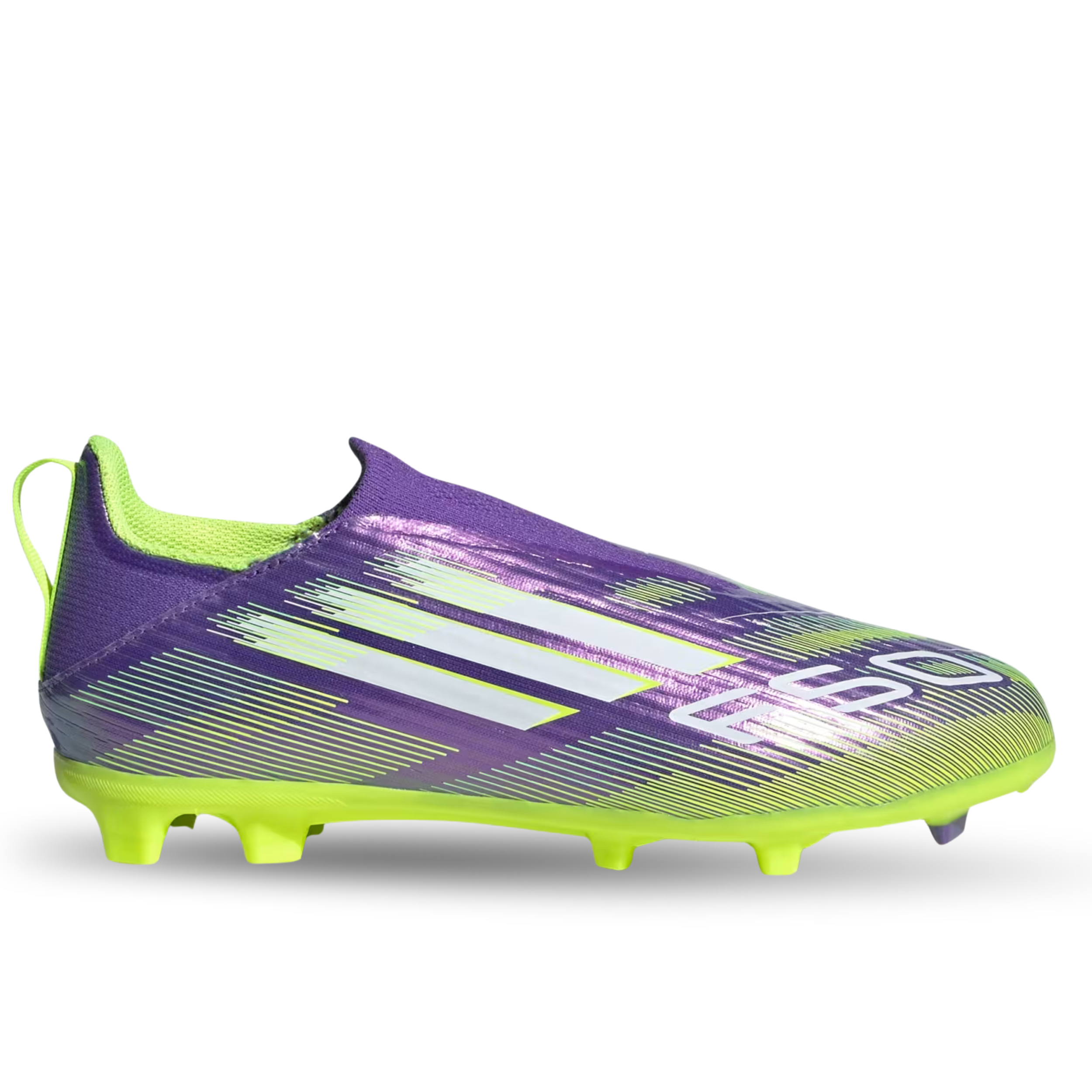 adidas Jr. F50 League Laceless Firm Ground/Multi Ground Soccer Shoes (Purple Rush/Lucid Lemon)
