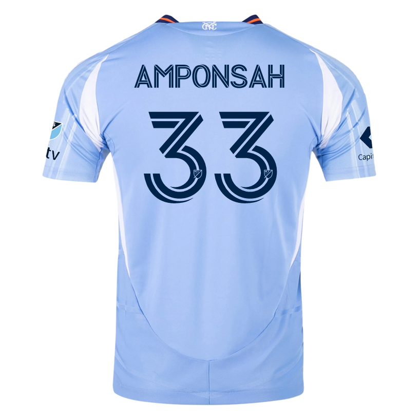 adidas Prince Amponsah New York City FC Authentic Home Jersey 25/26 w/ MLS Patches (Bahia Light Blue)