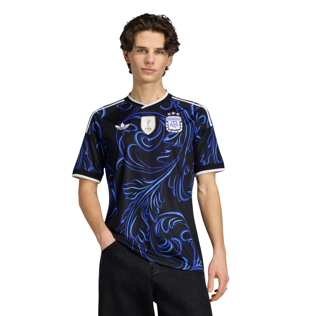 adidas Men's Argentina Enzo Fernandez Away Stadium Jersey 2026 (Black/Blue)