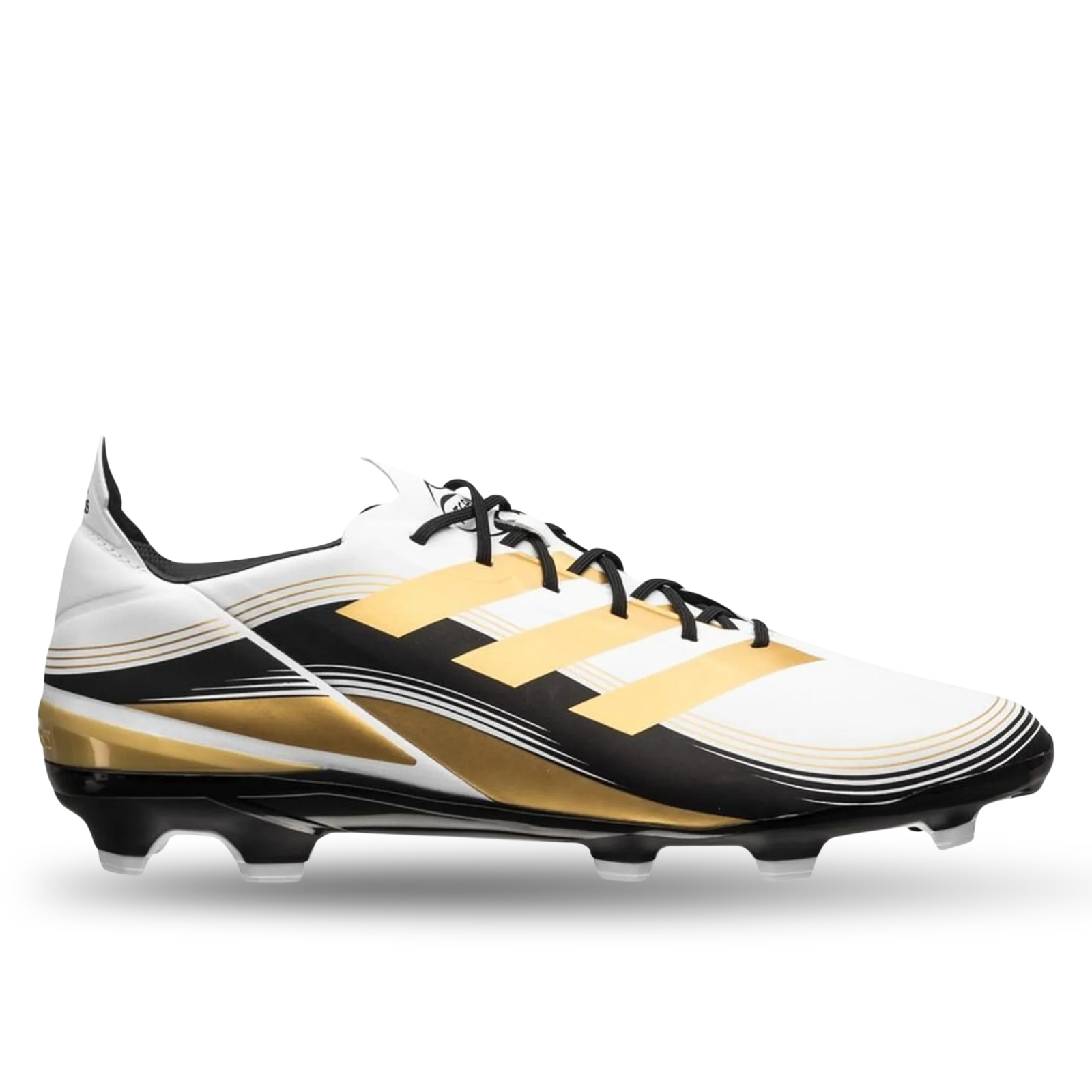 adidas Gamemode Firm Ground Soccer Cleats (Cloud White/Gold Metallic)