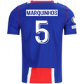 Nike Mens Paris Saint-Germain Marquinhos Home Jersey w/ Champions League Patches 26/27 (Blue/White/Red)