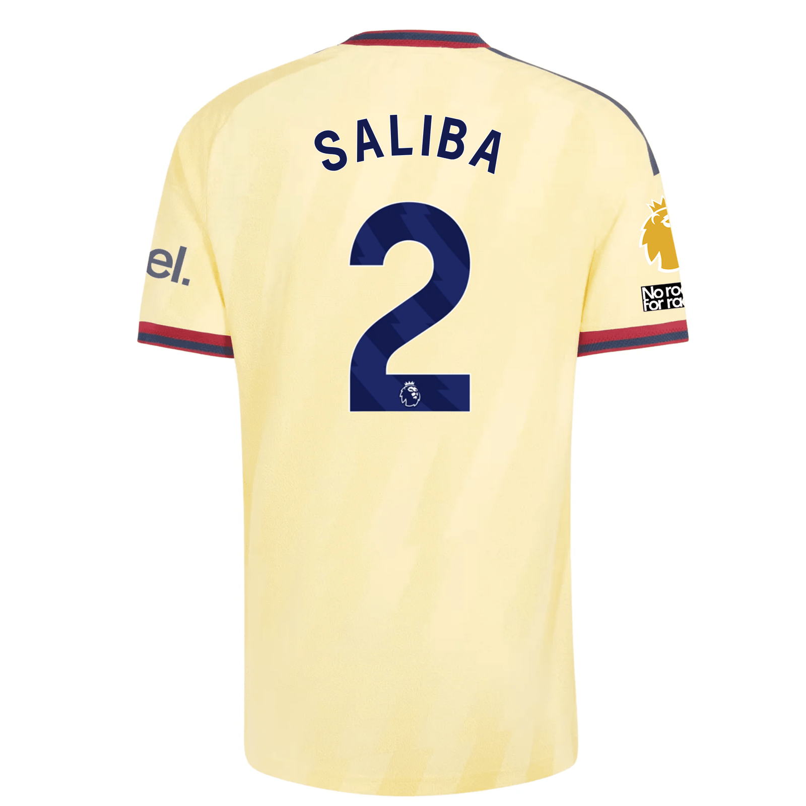 adidas Mens Arsenal William Saliba Authentic Third Jersey w/ EPL + No Room For Racism 26/27 (Yellow)