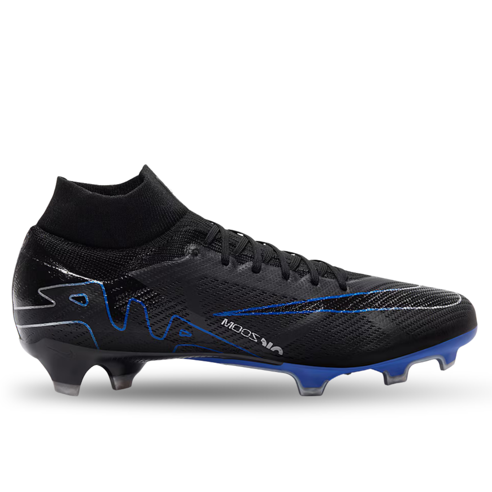 Nike Zoom Superfly 9 Pro Firm Ground Soccer Cleats (Black/Chrome-Hyper Royal)