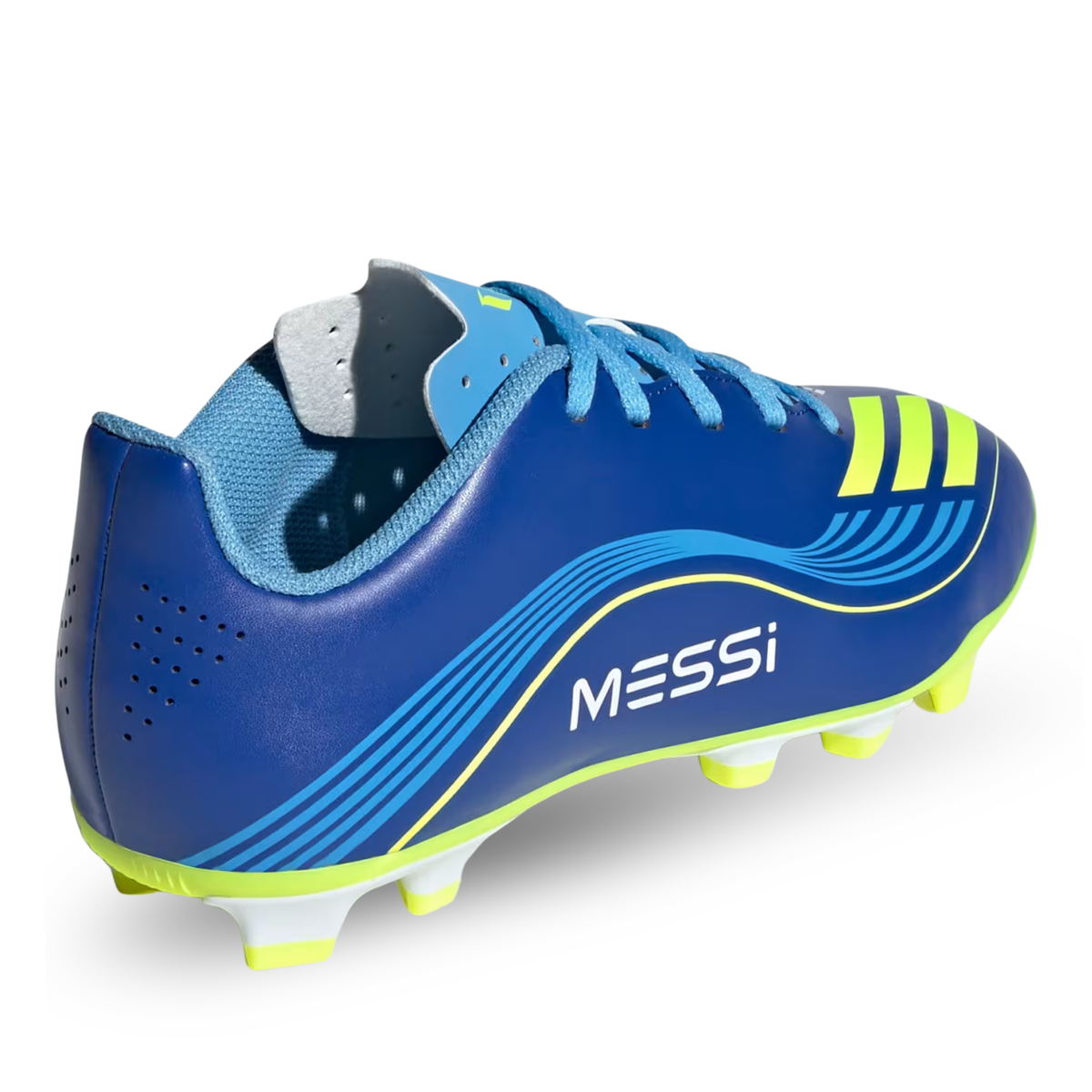 adidas Messi F50 Club Firm Ground/Multi Ground Junior Soccer Cleats (Royal Blue/Solar Yellow)