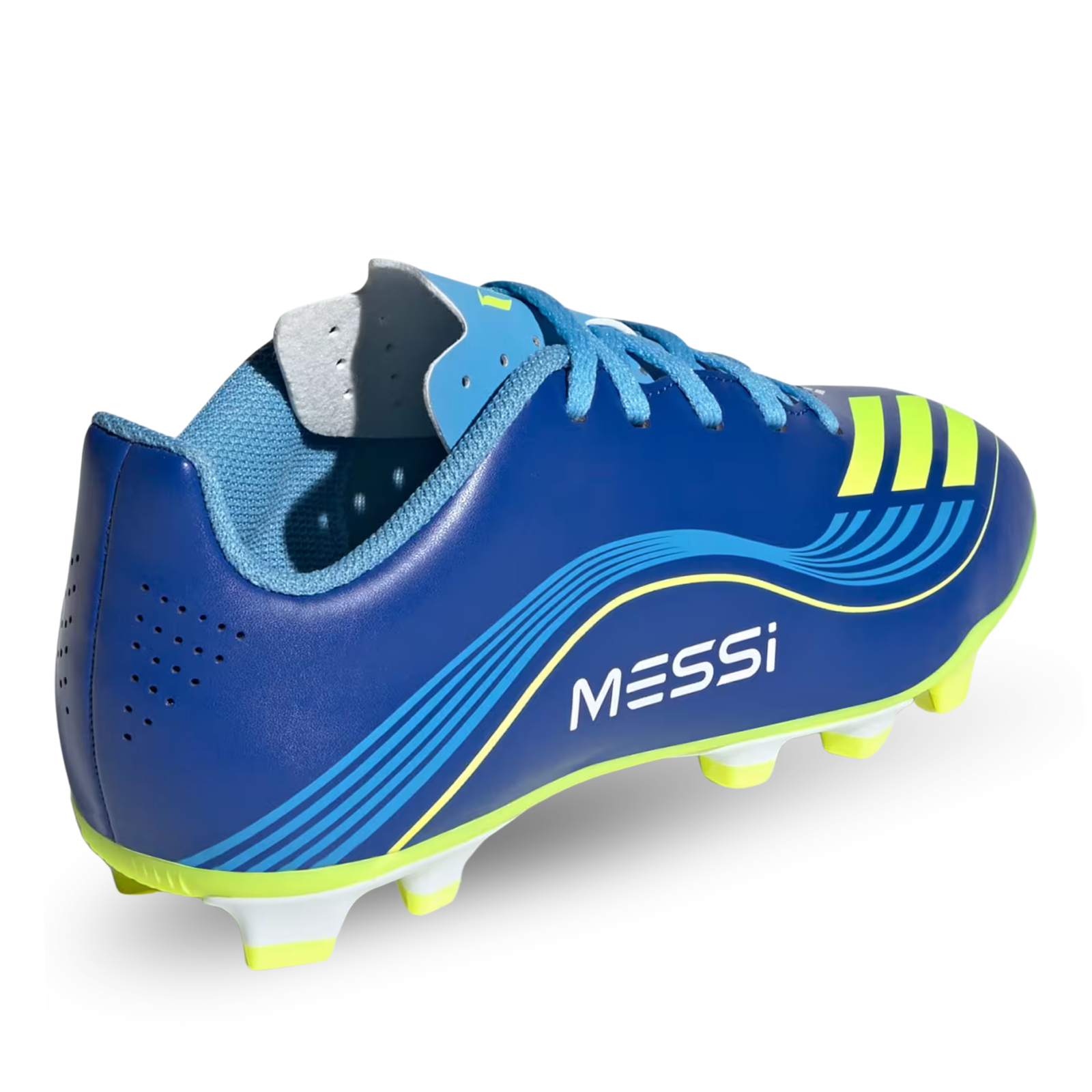 adidas Messi F50 Club Firm Ground/Multi Ground Junior Soccer Cleats (Royal Blue/Solar Yellow)